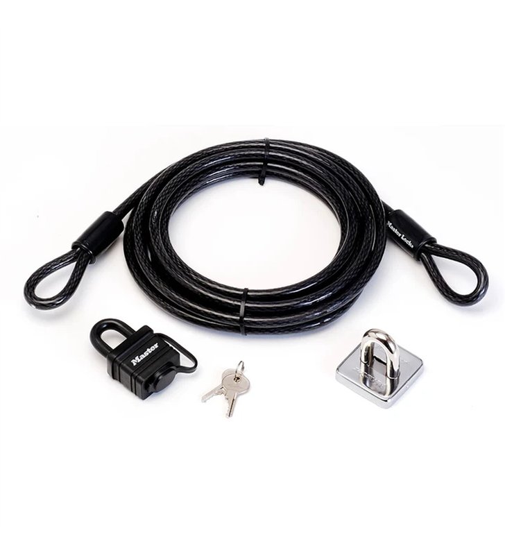 Kit de Securite Master Lock 8271EURDAT – Cable 4,5m, Cadenas et Point d'Ancrage