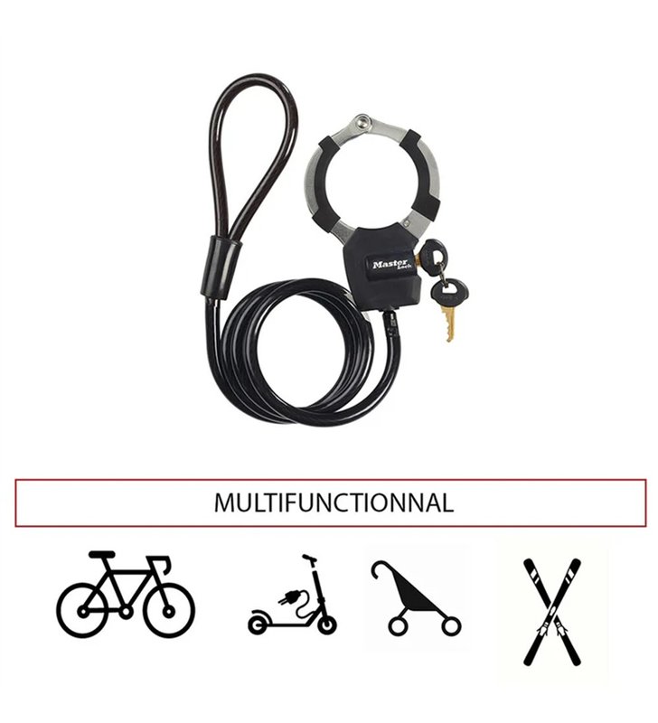 Cable Antivol Menotte Master Lock 8275EURDPROBLK Street Cuff – 1m, Noir