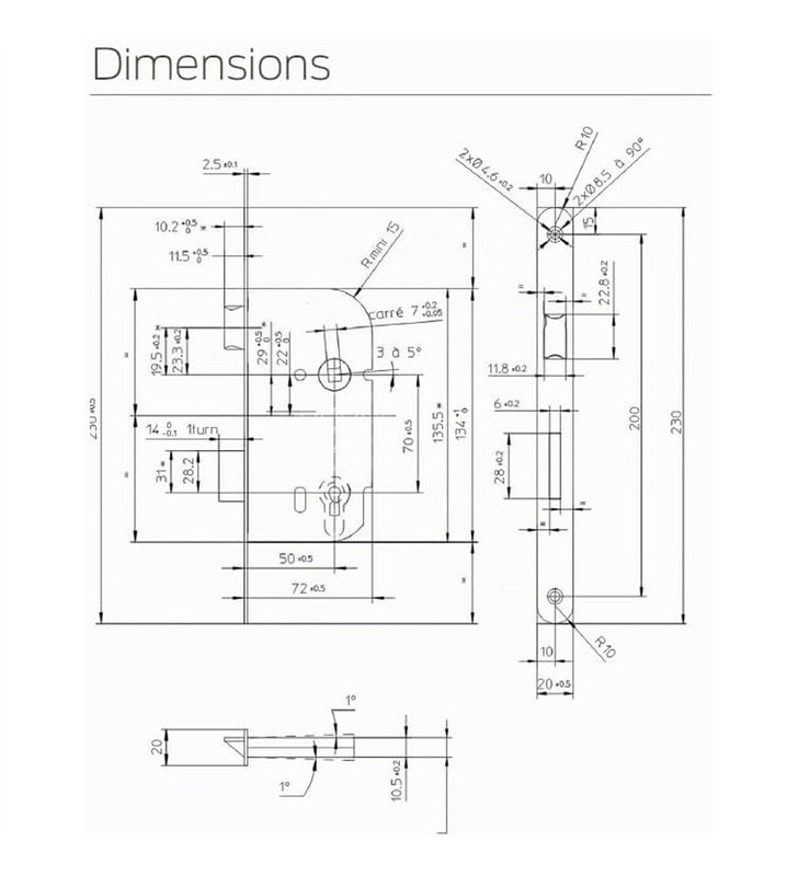 Serrure a Encastrer Bricard 2553 Condamnation Axe 50mm Salle de Bains WC Toilettes