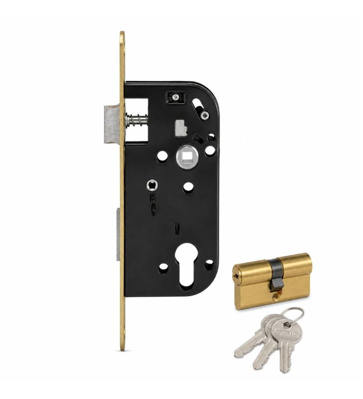 Serrure a Encastrer Bricard 2607 Cylindre Europeen Axe 50mm Tetiere Laitonnee Porte d'Entree