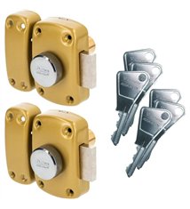 2 Verrous de securité de porte 6 Clefs - Vachette Cyclop 67600MN – Bouton et Cylindre 45mm