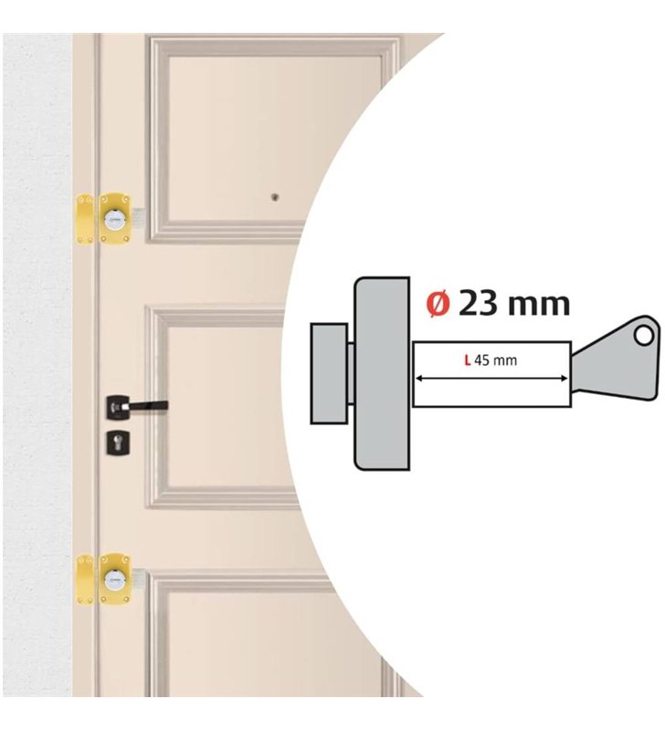 2 Verrous de securité de porte 6 Clefs - Vachette Cyclop 67600MN – Bouton et Cylindre 45mm