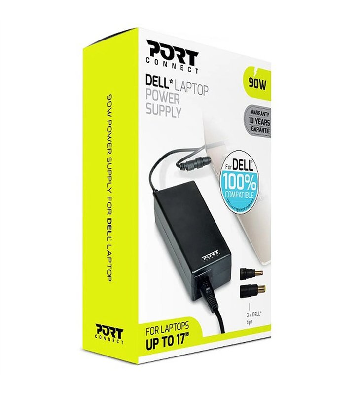 Port Connect 900007-DE – Chargeur Secteur 90W Compatible PC Portables Dell – Universel 100-240V