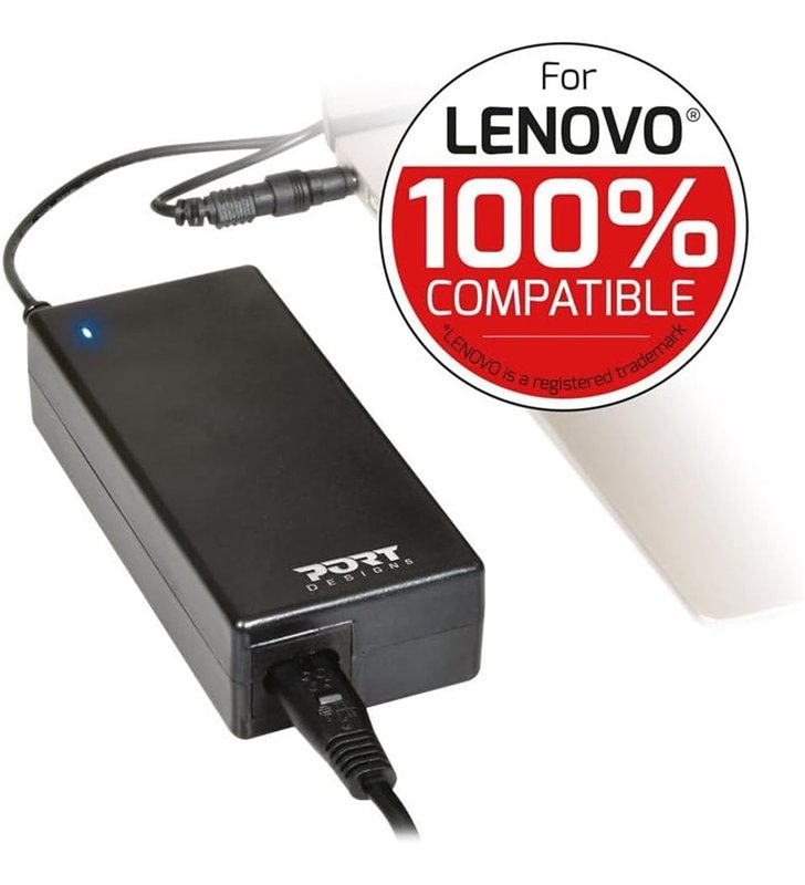 Port Connect 900007-LE – Chargeur Secteur 90W Compatible PC Portables Lenovo – Universel 100-240V