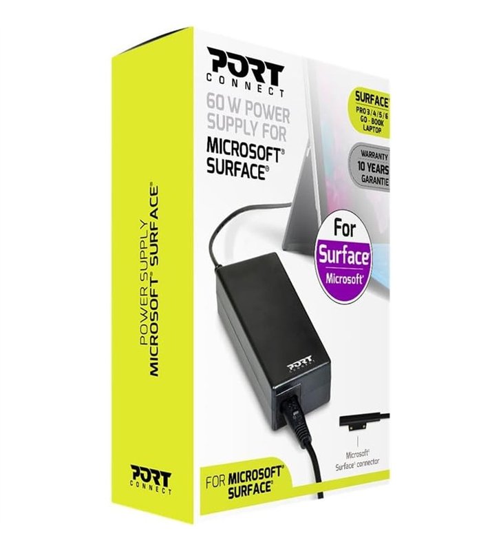 Port Connect 900102 – Chargeur Secteur 60W Compatible Microsoft Surface – Connecteur Magnetique