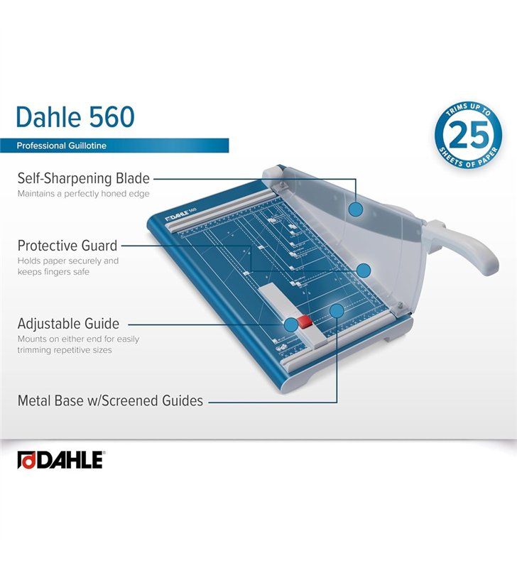 Dahle 560 – Cisaille a Levier A4 – 25 Feuilles – Lames Solingen – Protection Transparente