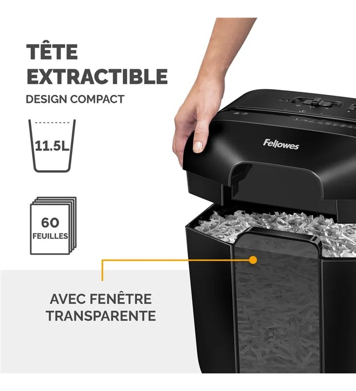 Fellowes PowerShred LX25 CRC41705 – Destructeur de documents – 6 Feuilles – Corbeille 11,5L