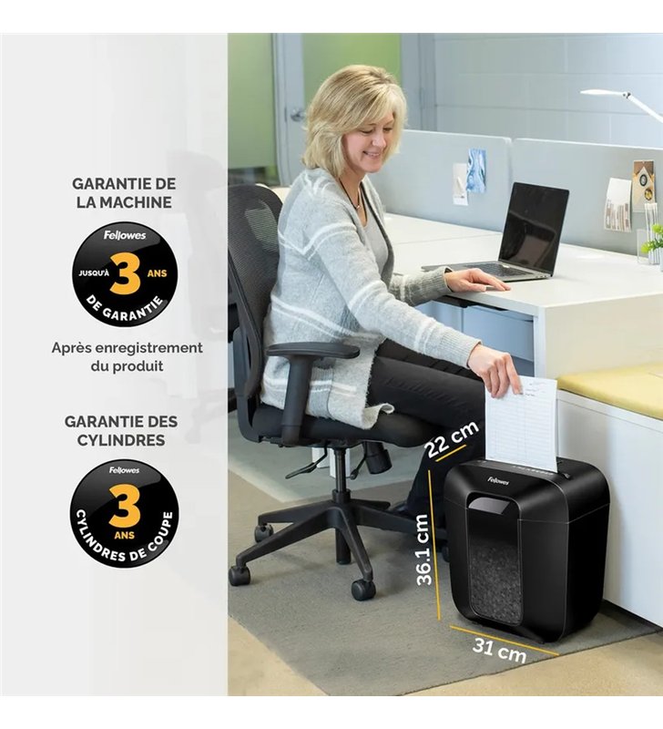 Fellowes PowerShred LX25 CRC41705 – Destructeur de documents – 6 Feuilles – Corbeille 11,5L