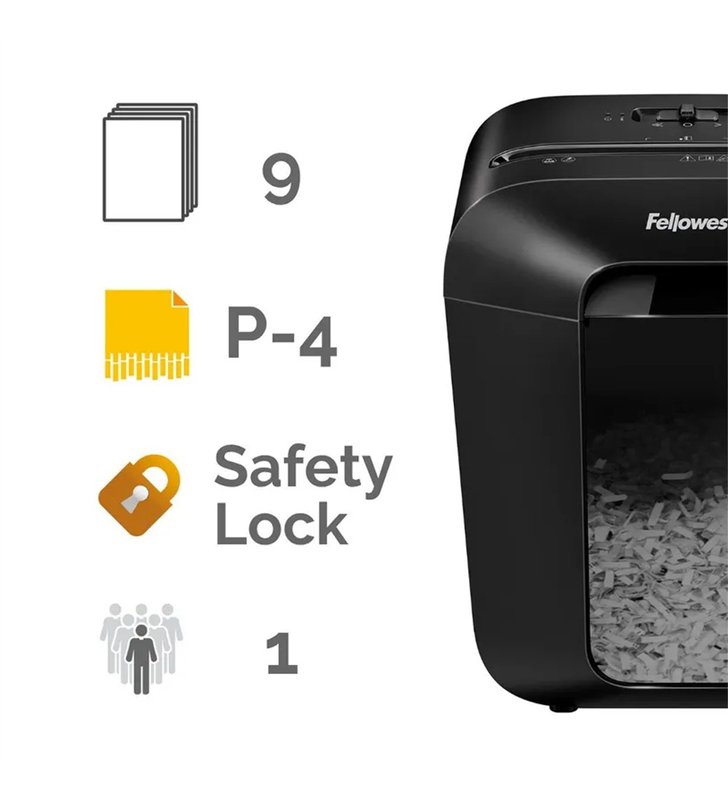Fellowes PowerShred LX50 CRC44060 – Destructeur de documentsCroise P-4 – 9 Feuilles – SafeSense RGPD