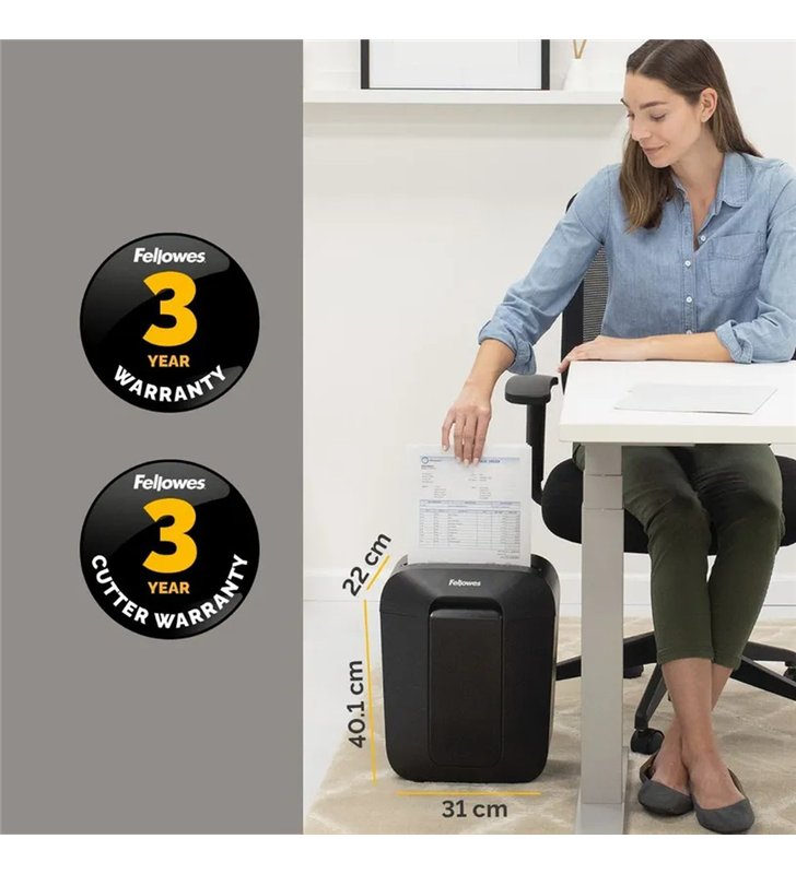 Fellowes PowerShred LX50 CRC44060 – Destructeur de documentsCroise P-4 – 9 Feuilles – SafeSense RGPD