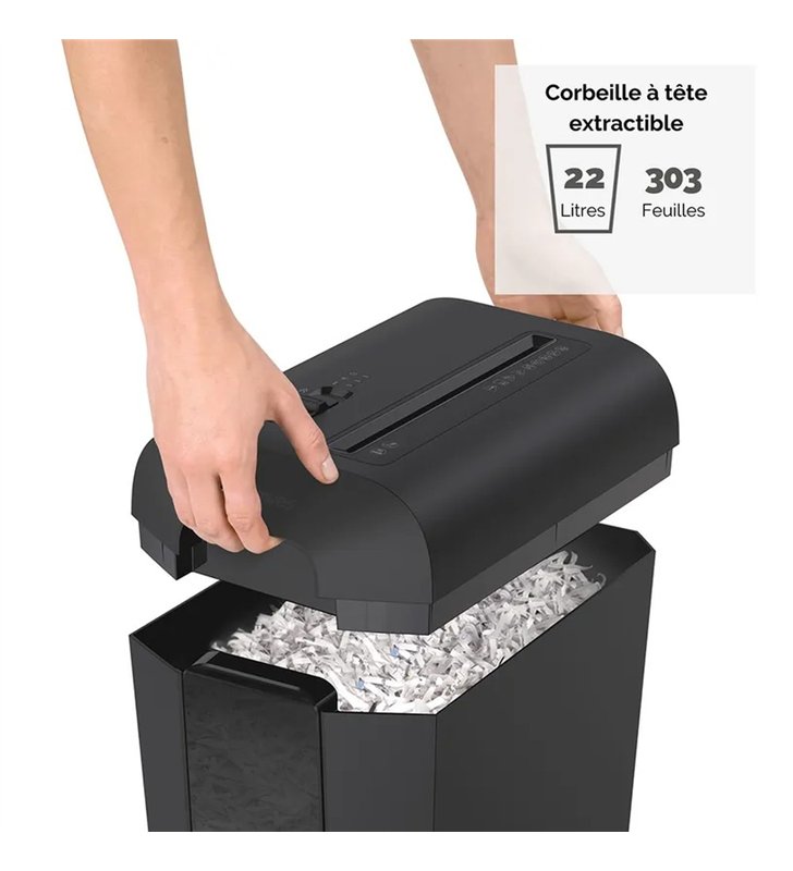 Fellowes PowerShred LX65 CRC44007 – Destructeur de documents Croise P-4/T-4 – 10 Feuilles – Corbeille 22L