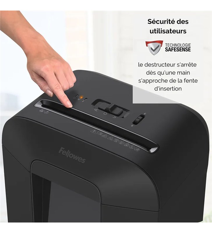 Fellowes PowerShred CRC44008 – Destructeur de documents Croise P-4 SilentShred SafeSense – Cartes Credit