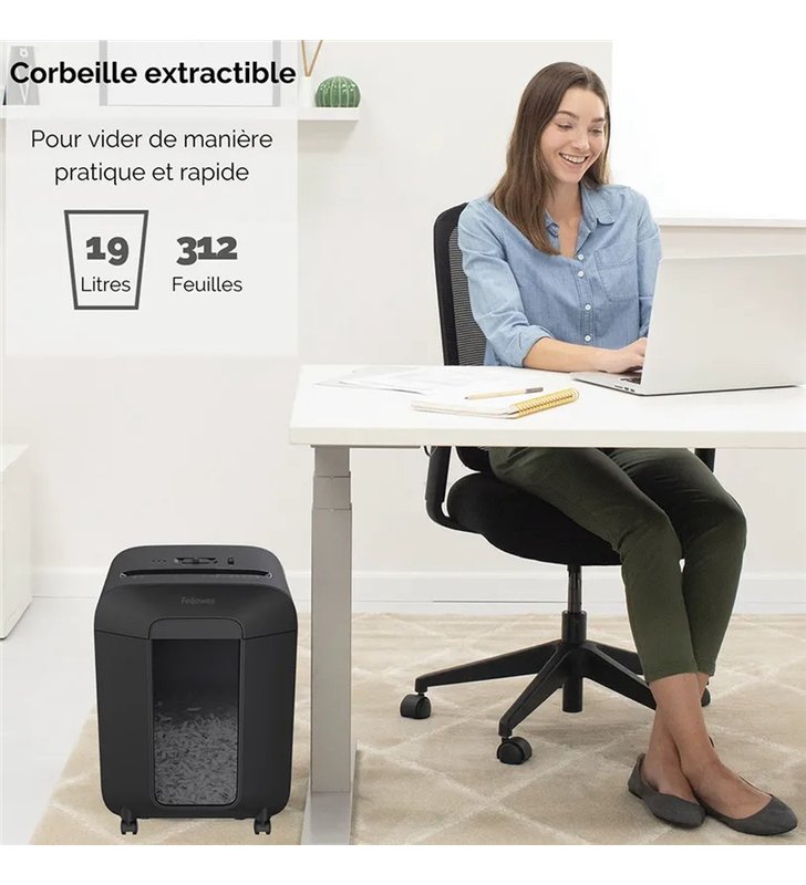 Fellowes PowerShred CRC44008 – Destructeur de documents Croise P-4 SilentShred SafeSense – Cartes Credit