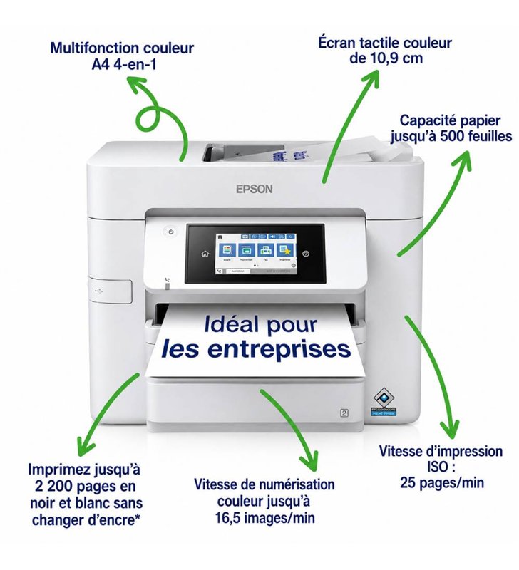 Epson WorkForce Pro WF-C4810DTWF – Imprimante Multifonction A4 4-en-1 Wi-Fi NFC – 34 ppm