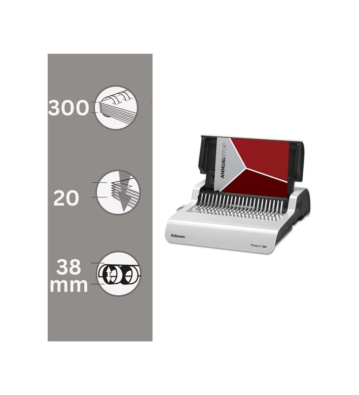 Fellowes Pulsar Plus CRC56276 – Relieuse Electrique Peigne Plastique A4 – 21 Trous – Bureau