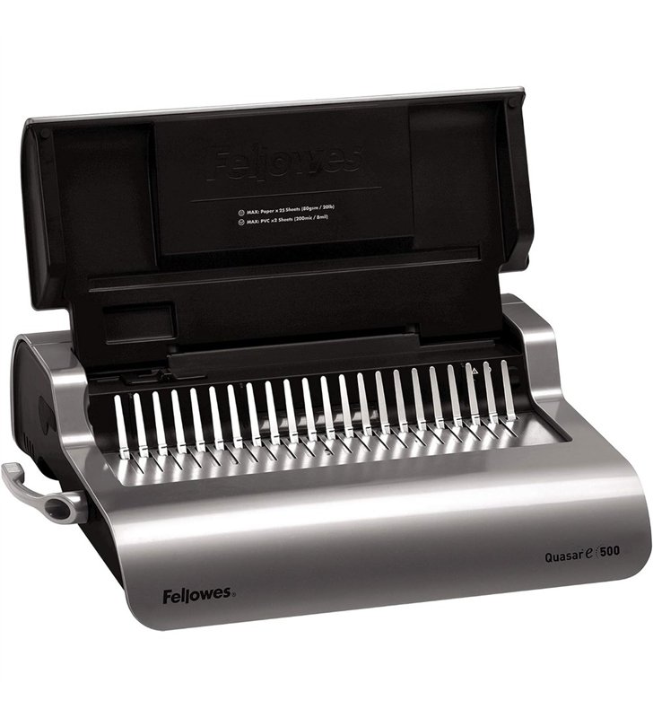 Fellowes Quasar-E 500 56209 – Relieuse Electrique Peigne A4 – 25 Feuilles/Passe – 500 Feuilles