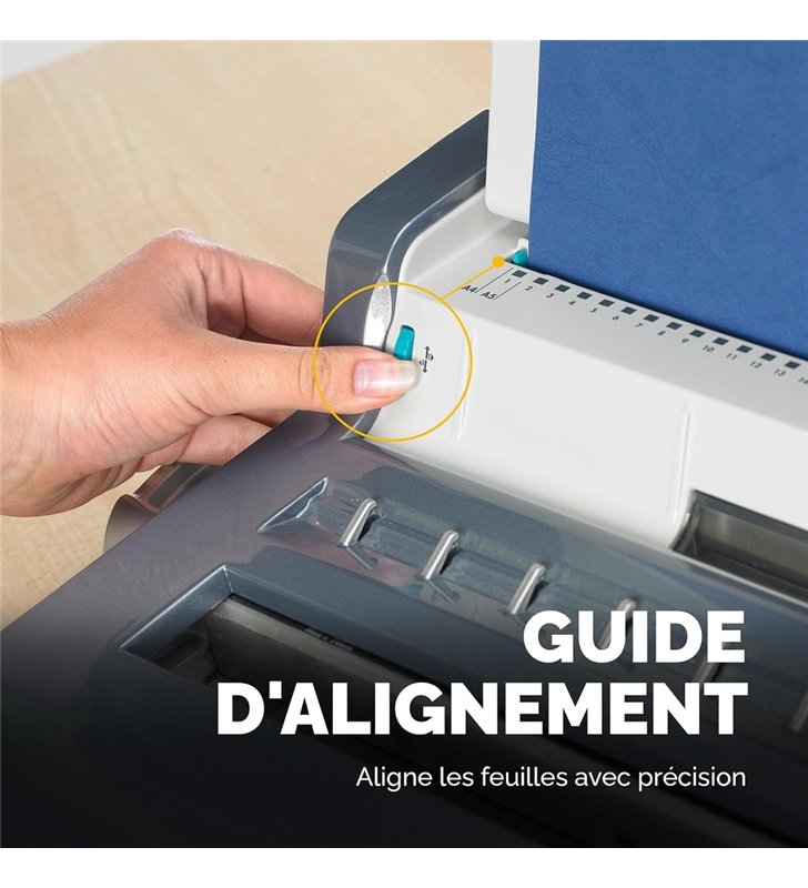 Fellowes Quasar Plus CRC56277 – Relieuse Electrique Haute Capacite A4 – 21 Trous Peigne