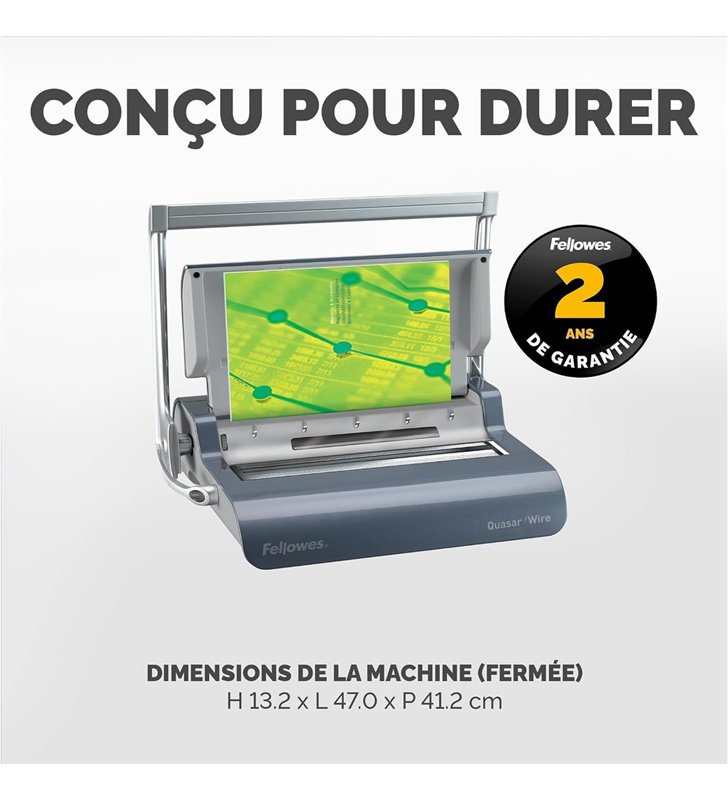Fellowes Quasar Plus CRC56277 – Relieuse Electrique Haute Capacite A4 – 21 Trous Peigne