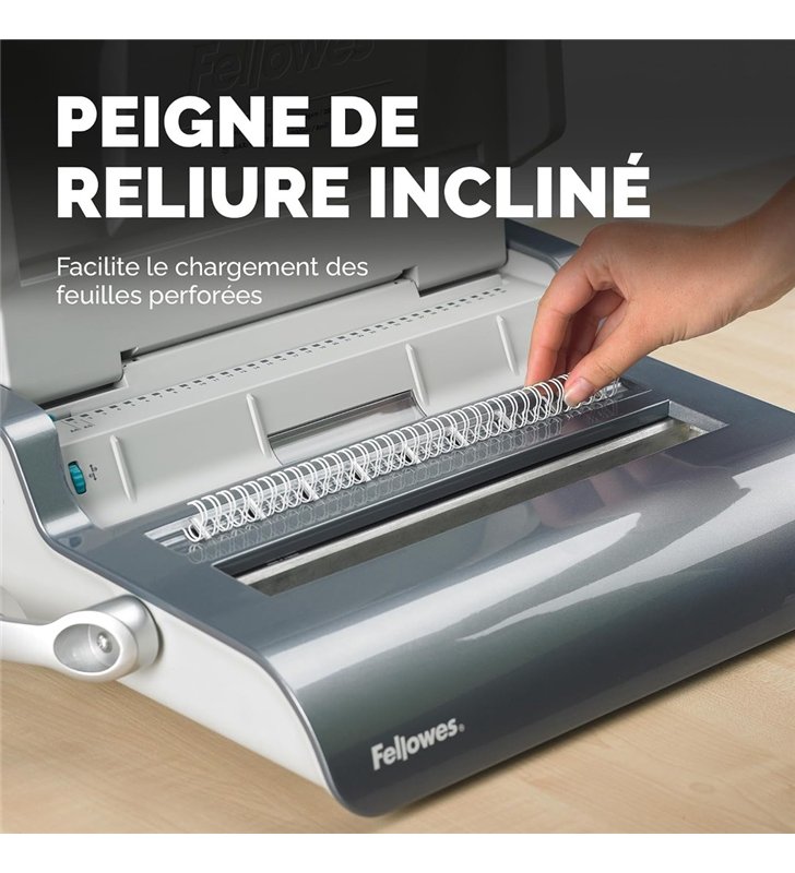 Fellowes Quasar Plus CRC56277 – Relieuse Electrique Haute Capacite A4 – 21 Trous Peigne