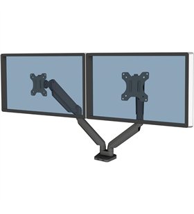 Fellowes CRC80425 – Bras Double Ecran Reglable – 2 Moniteurs Acier – VESA 75/100 – Gestion Cables