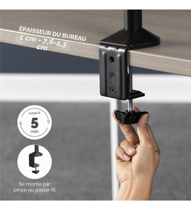 Fellowes Reflex 85026 – Bras Double Ecran 2x27 Pouces Independants – Acier – VESA 75/100