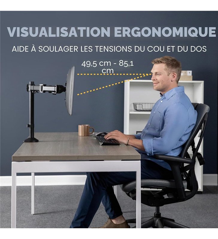Fellowes Reflex 85026 – Bras Double Ecran 2x27 Pouces Independants – Acier – VESA 75/100