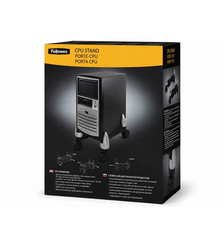 Fellowes CRC80390 – Porte-CPU Reglable 4 Roulettes Plate-forme Pivotante – Tours ATX Midi-Tour