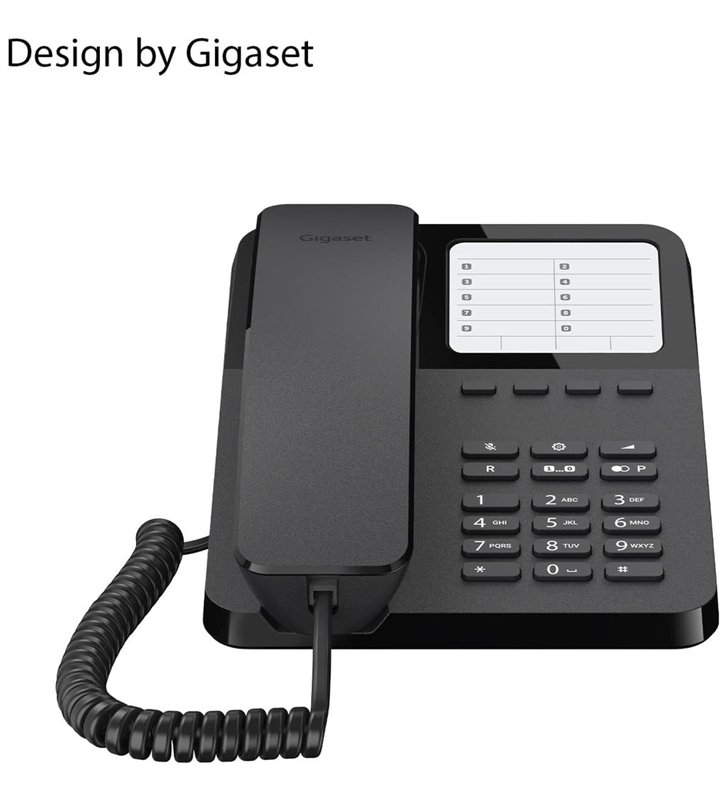 Gigaset DESK 400 Noir – Telephone Filaire Bureau LCD Mains-Libres – 100 Contacts – PABX RJ-11