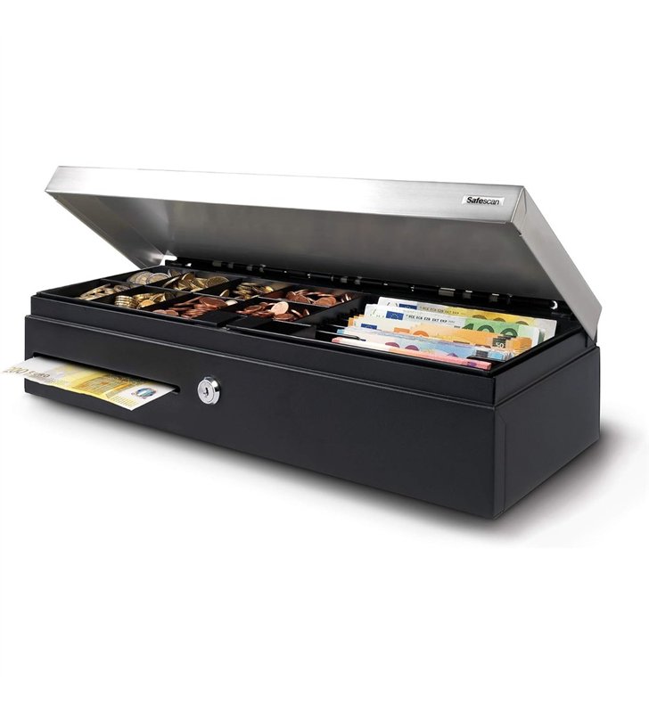 Safescan SD-4617S – Tiroir-Caisse Abattant Compact 460x170mm – Acier – RJ-12 – 6 Billets 8 Pieces