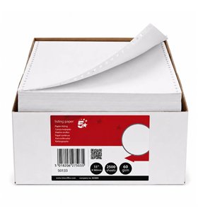 Papier Listing 900133 – 2500 Paravents 380x11'' 1 Pli Blanc 60g Bande Caroll Fixe